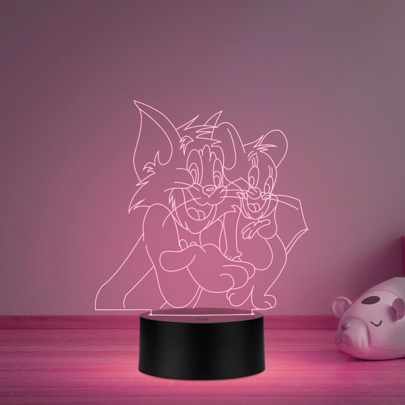 3D Illusion Cartoon Tom & Jerry Led Night Lamp 16 Color Changing Light with Remote Control  Best Gift for Children Girls Boys Kids Room Decoration
